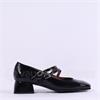 Wonders Fleur 2 Strap Low Heel Mary Jane - Black Patent